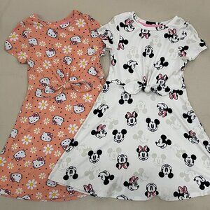 Bundle: (2) Mikey & Minnie Mouse and Hello Kitty Dresses - Size 6